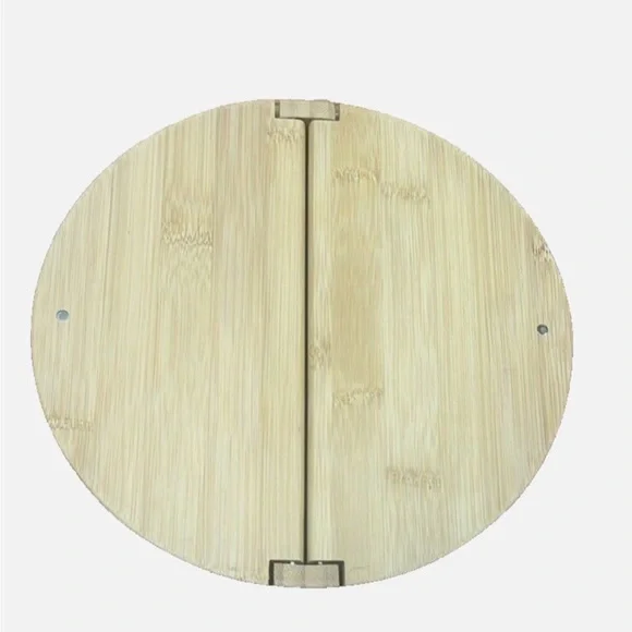 Brightroom 9" x 4" Circular Hinge Lid Bamboo Countertop Organizer - Picture 4 of 6